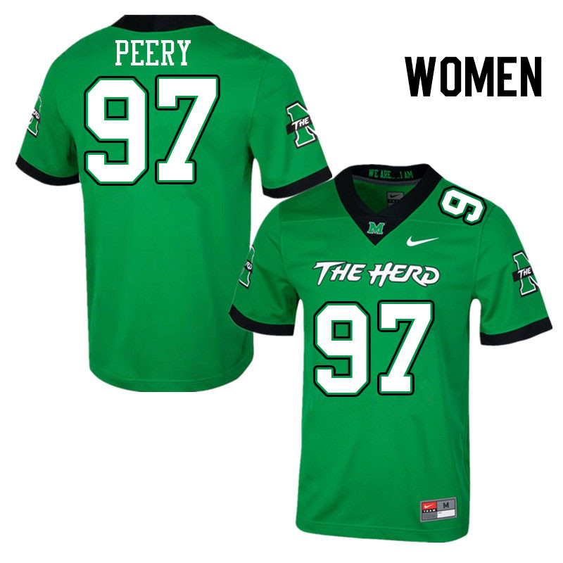 Women #97 Marco Peery Marshall Thundering Herd College Football Jerseys Stitched Sale-Green
